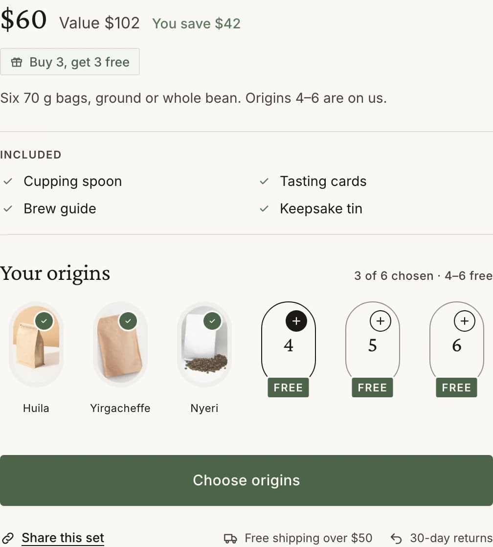 Bundle set builder in a eucalyptus green theme