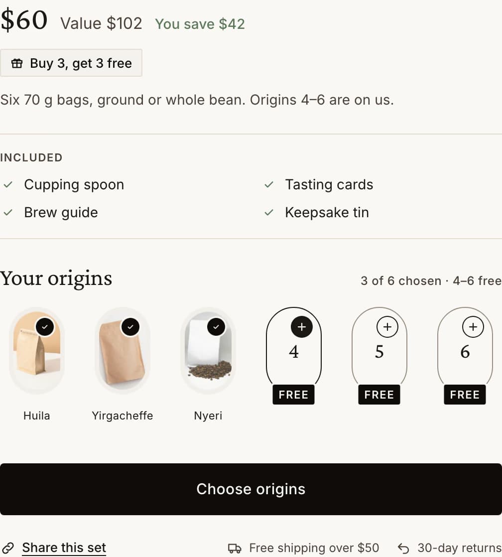 Bundle set builder in an obsidian black theme